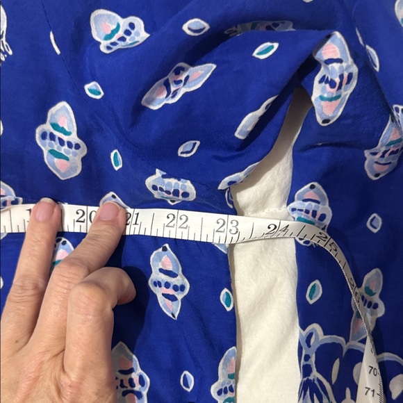 Lilly Pulitzer Silk Blend Blue/White/Pink engineered lightweight Blouse XL NEW - Picture 10 of 10